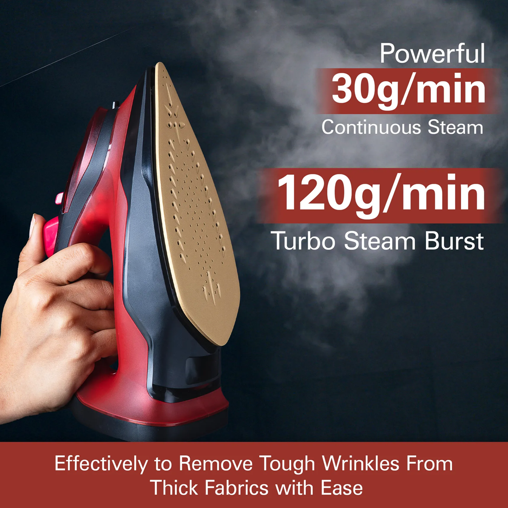 1600W Fully Automatic Steam Iron | Auto Temp for All Fabrics | No Burn Guarantee | Motion Sensor Auto Shut-Off | 120g Turbo Steam | 5-Year Soleplate Warranty